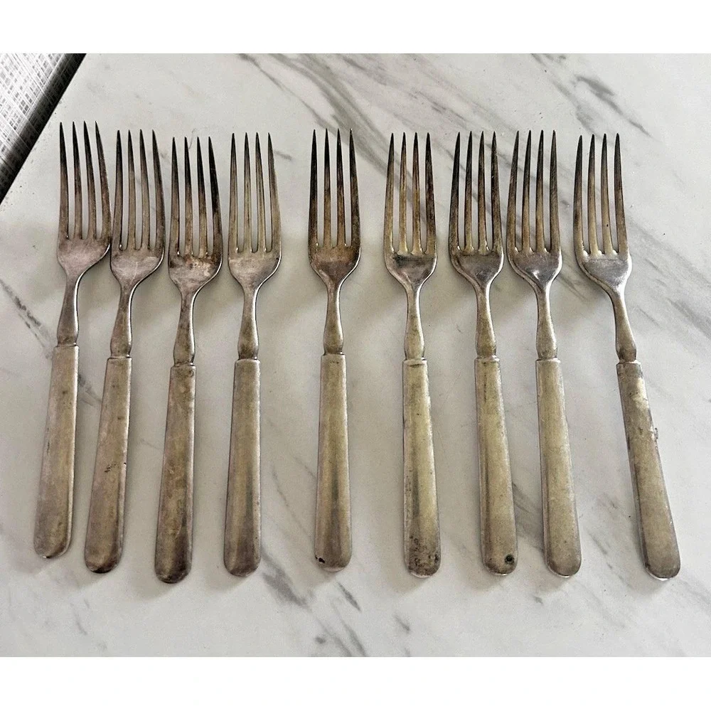 Vintage Windsor 1847 Rogers Bros Meridin Lot of 9 Dinner Forks Silverplate BxA